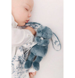 DOUDOU LAPIN TOILE DE JOUY BLEU