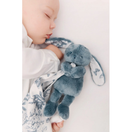 DOUDOU LAPIN TOILE DE JOUY BLEU