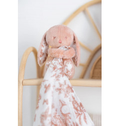 DOUDOU LAPIN TOILE DE JOUY ROSE