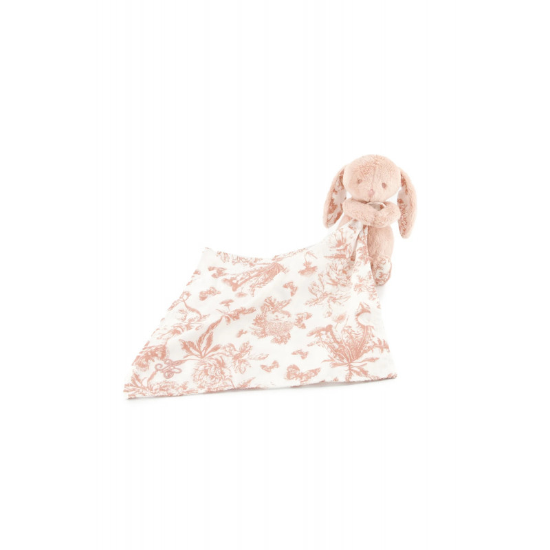 DOUDOU LAPIN TOILE DE JOUY ROSE