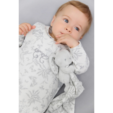 DOUDOU LAPIN TOILE DE JOUY GRIS