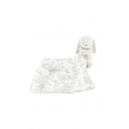 DOUDOU LAPIN TOILE DE JOUY GRIS